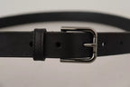 Dolce & Gabbana Black Calf Leather Classic Metal Logo Buckle Belt - Maison Luxe