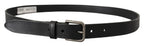 Dolce & Gabbana Black Calf Leather Classic Metal Logo Buckle Belt - Maison Luxe