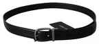Dolce & Gabbana Black Leather Silver Metal Buckle Classic Belt - Maison Luxe