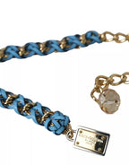Dolce & Gabbana Blue Braided Gold Brass Chain Waist Belt - Maison Luxe