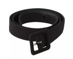 Dolce & Gabbana Black Velvet Leather Logo Waist Buckle Belt - Maison Luxe