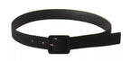 Dolce & Gabbana Black Velvet Leather Logo Waist Buckle Belt - Maison Luxe