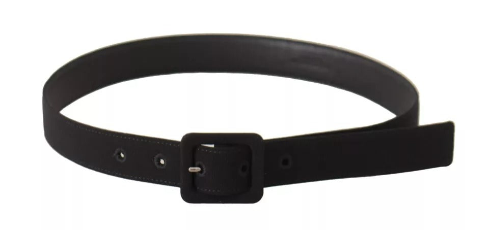 Dolce & Gabbana Black Velvet Leather Logo Waist Buckle Belt - Maison Luxe