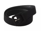 Dolce & Gabbana Black Velvet Leather Logo Waist Buckle Belt - Maison Luxe