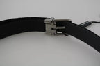 Dolce & Gabbana Black Velvet Leather Silver Buckle Belt - Maison Luxe