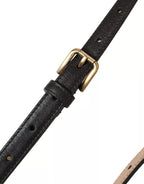 Dolce & Gabbana Dark Brown Leather Gold Metal Buckle Women Belt - Maison Luxe