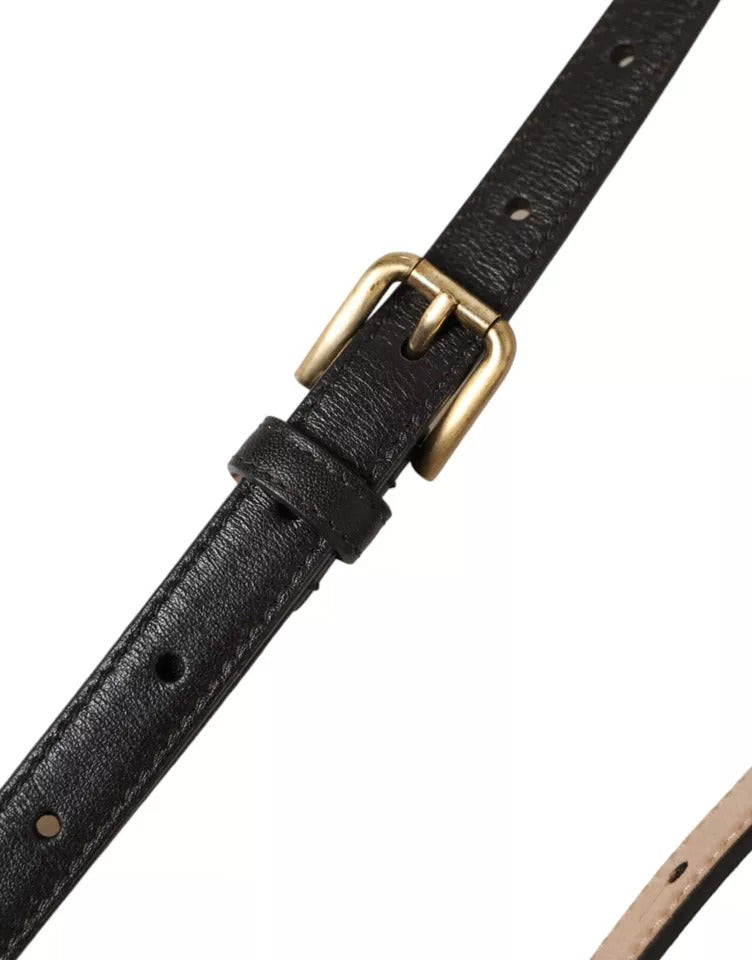 Dolce & Gabbana Dark Brown Leather Gold Metal Buckle Women Belt - Maison Luxe