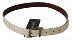 Dolce & Gabbana Cream Beige Gold Buckle Waist Leather Belt - Maison Luxe