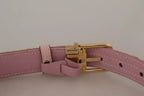 Dolce & Gabbana Pink Jaquard Embroidered Gold Tone Metal Buckle Belt - Maison Luxe