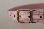 Dolce & Gabbana Pink Jaquard Embroidered Gold Tone Metal Buckle Belt - Maison Luxe