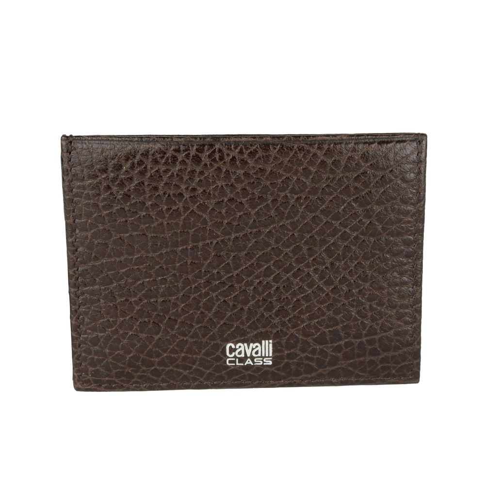 Cavalli Class Brown Calfskin Men Card Holder - Maison Luxe