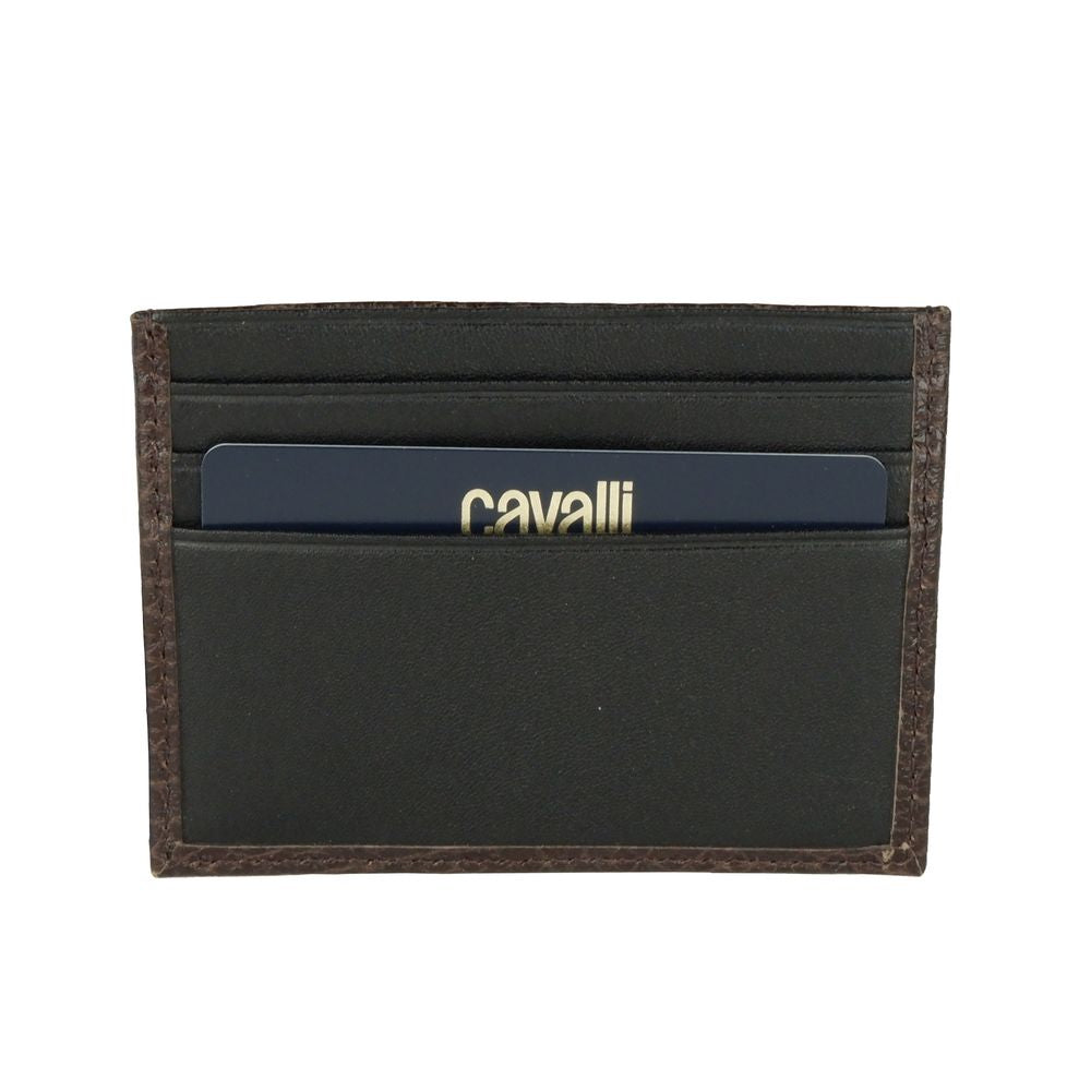 Cavalli Class Brown Calfskin Men Card Holder - Maison Luxe