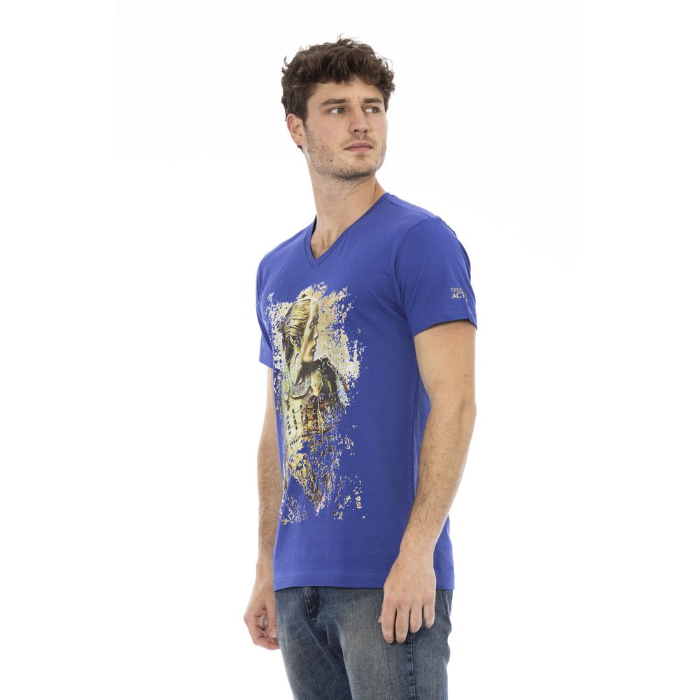 Trussardi Action "Blue Cotton Men T-Shirt"