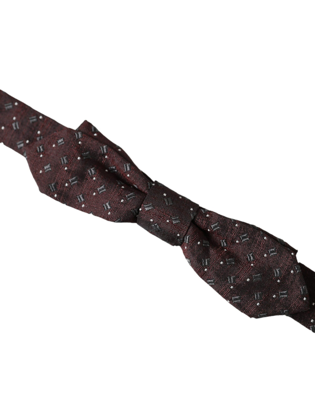 Dolce & Gabbana Maroon Silk Patterned Adjustable Neck Papillon Bow Tie - Maison Luxe