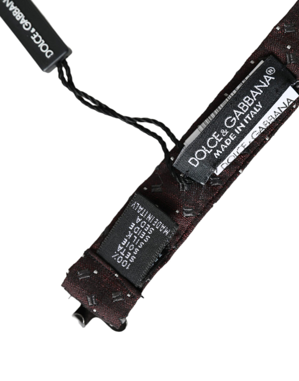 Dolce & Gabbana Maroon Silk Patterned Adjustable Neck Papillon Bow Tie - Maison Luxe