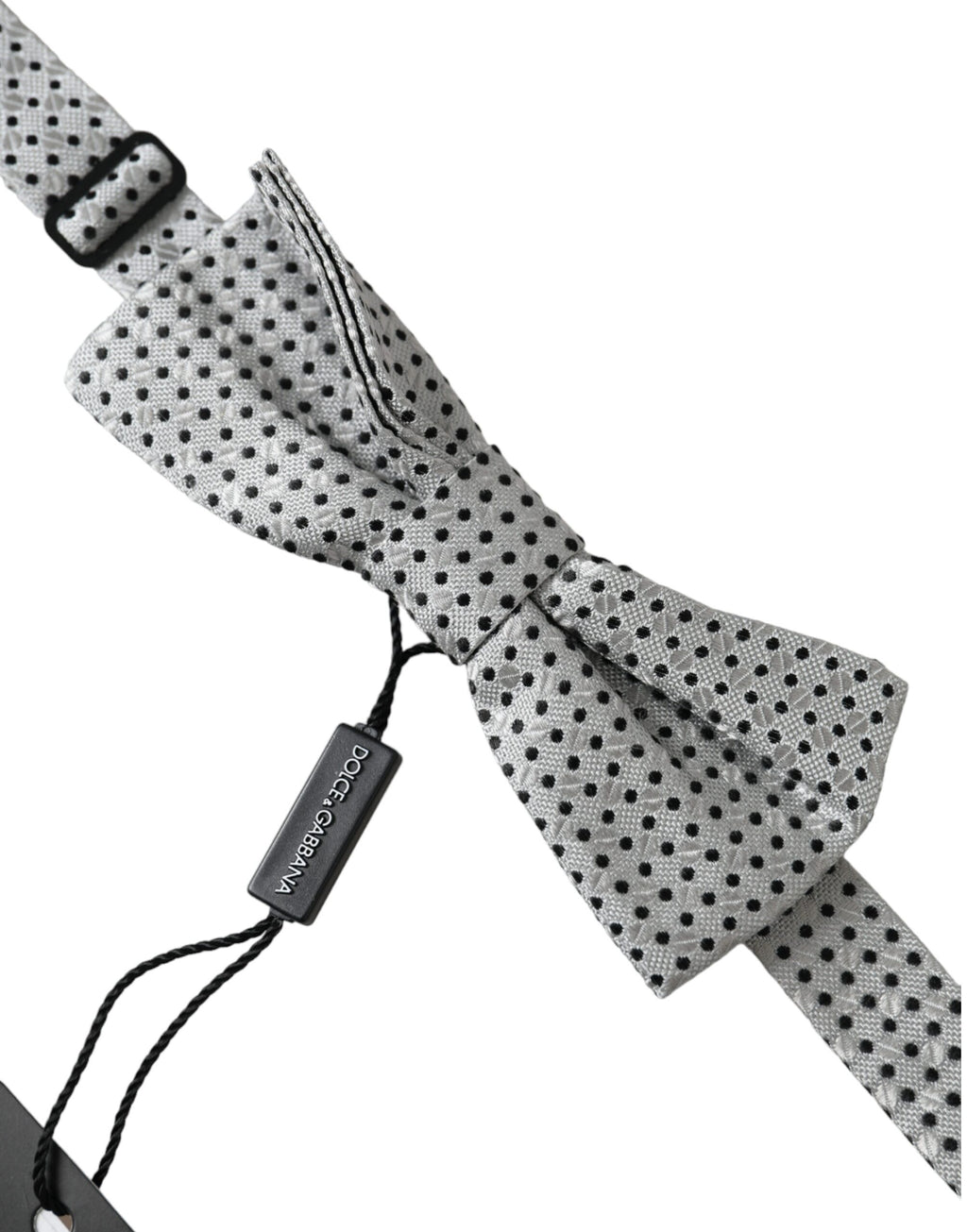 Dolce & Gabbana Gray Silk Polka Dot Adjustable Neck Men Papillon Bow Tie - Maison Luxe