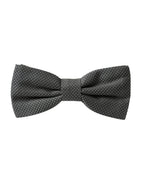 Dolce & Gabbana Gray Silk Patterned Adjustable Neck Men Papillon Bow Tie - Maison Luxe