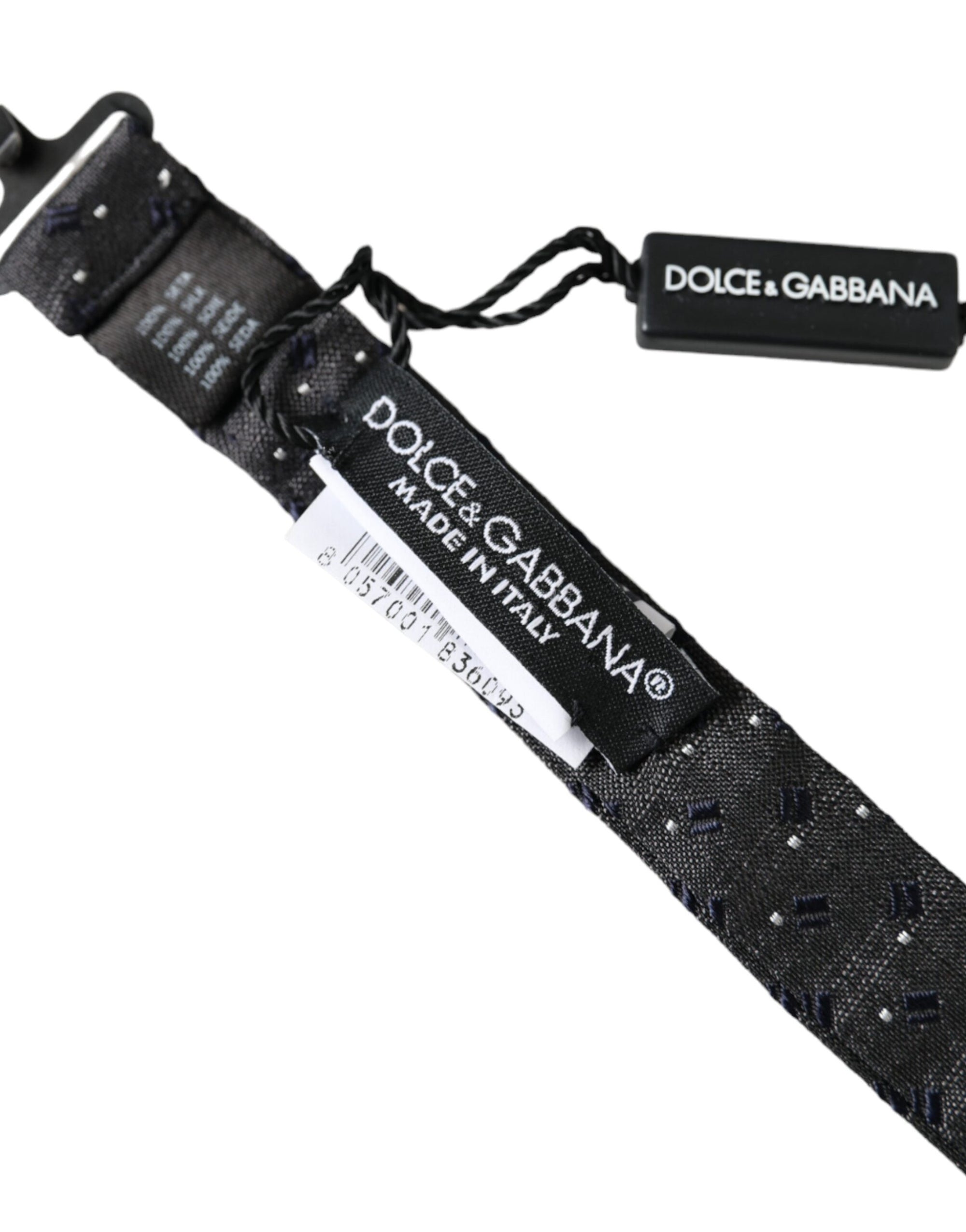 Dolce & Gabbana Black Silk Patterned Adjustable Neck Men Papillon Bow Tie - Maison Luxe