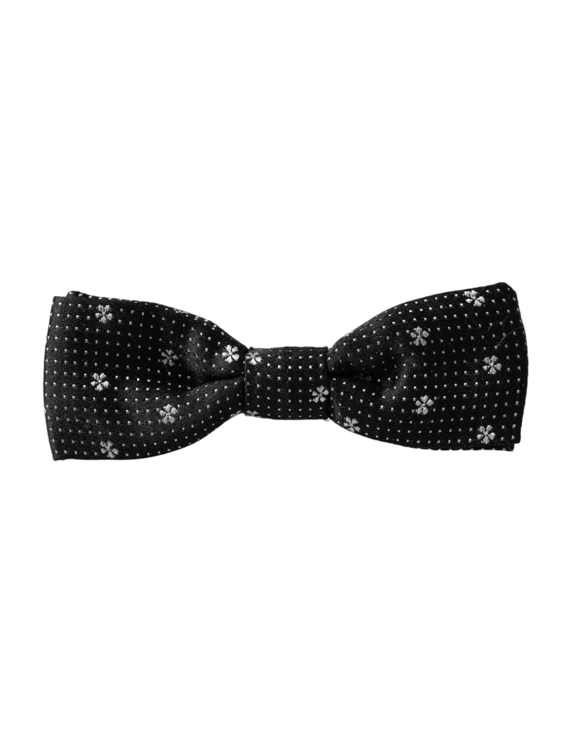 Dolce & Gabbana Black Silk Floral Adjustable Neck Men Papillon Bow Tie - Maison Luxe