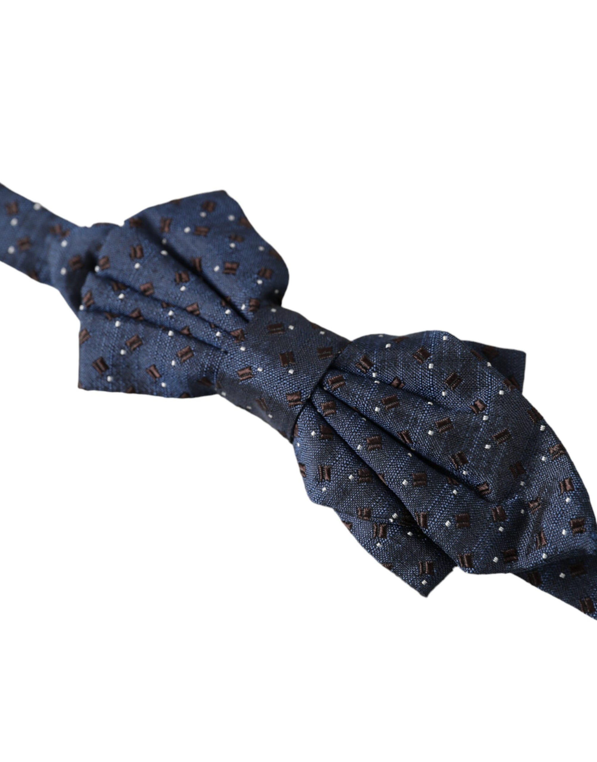 Dolce & Gabbana Navy Blue Silk Patterned Adjustable Men Papillon Bow Tie - Maison Luxe