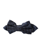 Dolce & Gabbana Navy Blue Silk Patterned Adjustable Men Papillon Bow Tie - Maison Luxe