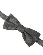 Dolce & Gabbana Gray Silk Patterned Adjustable Neck Men Bow Tie - Maison Luxe