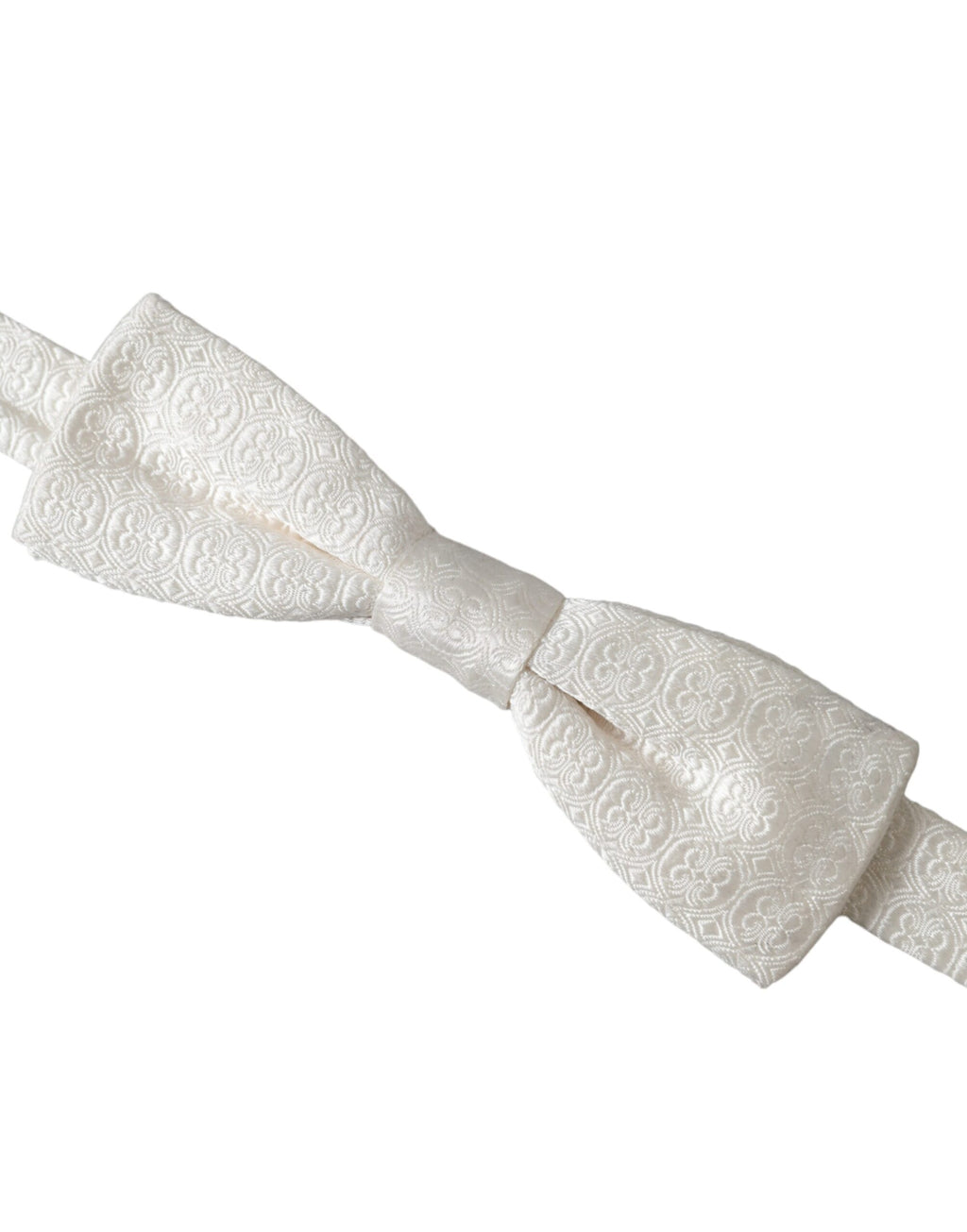 Dolce & Gabbana White Silk Patterned Adjustable Neck Men Papillon Bow Tie - Maison Luxe