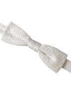 Dolce & Gabbana White Silk Patterned Adjustable Neck Men Papillon Bow Tie - Maison Luxe