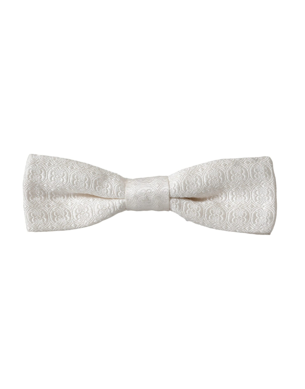 Dolce & Gabbana White Silk Patterned Adjustable Neck Men Papillon Bow Tie - Maison Luxe