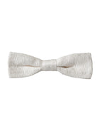 Dolce & Gabbana White Silk Patterned Adjustable Neck Men Papillon Bow Tie - Maison Luxe