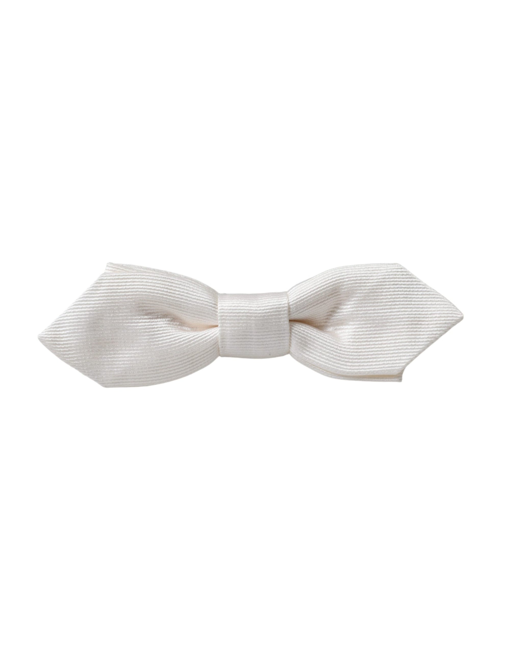 Dolce & Gabbana White Silk Adjustable Neck Men Papillon Bow Tie - Maison Luxe