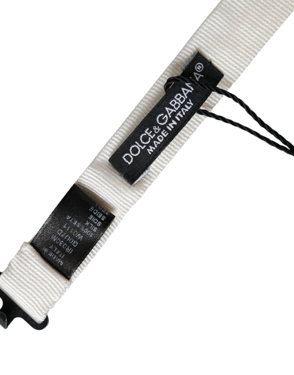 Dolce & Gabbana White Silk Adjustable Neck Men Papillon Bow Tie - Maison Luxe