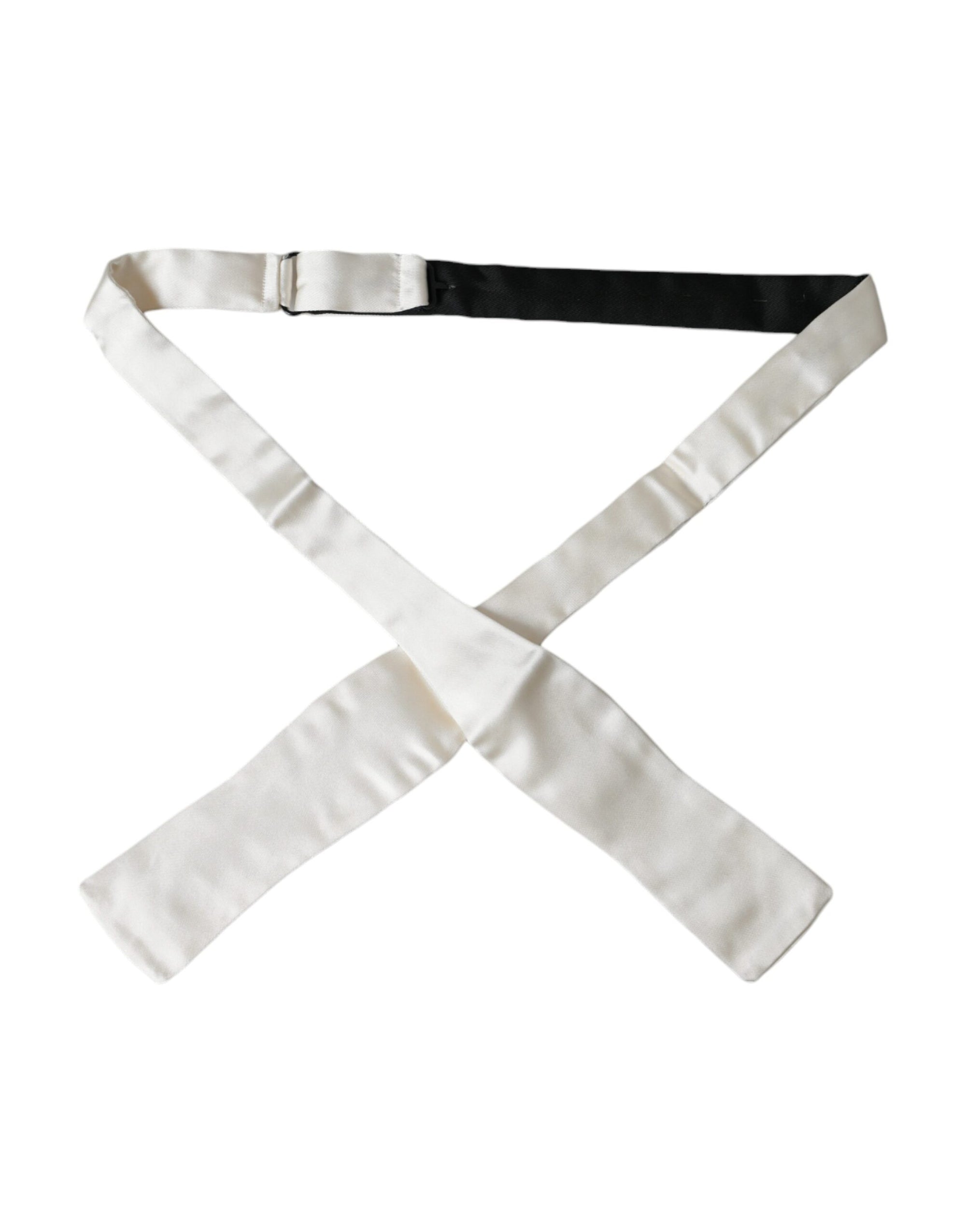 Dolce & Gabbana White Silk Slim Skinny Necktie Men Bow Tie - Maison Luxe