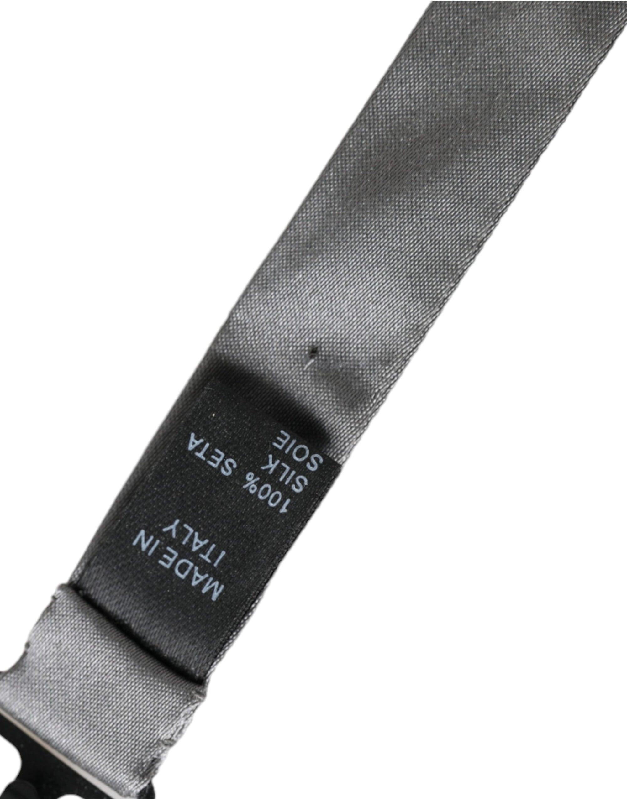 Dolce & Gabbana Gray Satin Silk Adjustable Neck Men Papillon Bow Tie - Maison Luxe