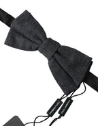 Dolce & Gabbana Dark Gray Silk Adjustable Neck Men Bow Tie - Maison Luxe