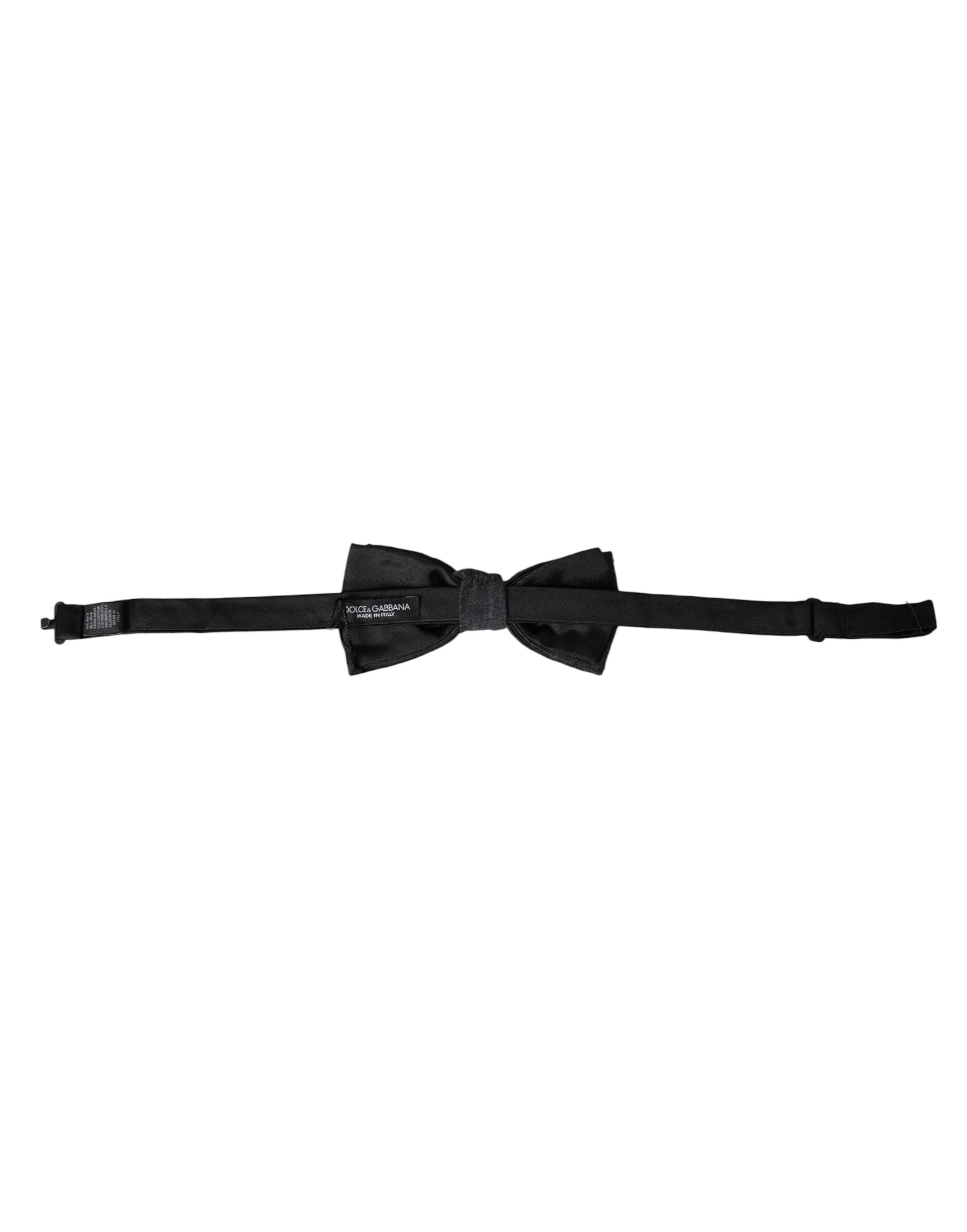 Dolce & Gabbana Dark Gray Silk Adjustable Neck Men Bow Tie - Maison Luxe