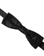 Dolce & Gabbana Black Silk Patterned Adjustable Neck Men Bow Tie - Maison Luxe