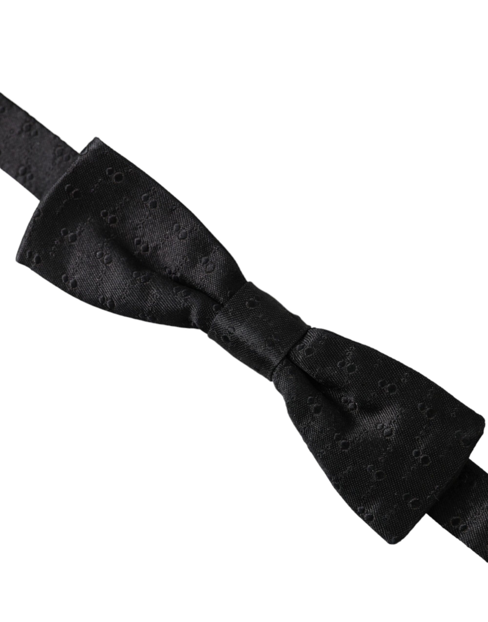 Dolce & Gabbana Black Silk Patterned Adjustable Neck Men Bow Tie - Maison Luxe