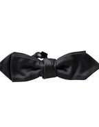 Dolce & Gabbana Black Satin Silk Adjustable Neck Men Bow Tie - Maison Luxe