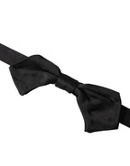 Dolce & Gabbana Black Satin Silk Adjustable Neck Men Bow Tie - Maison Luxe