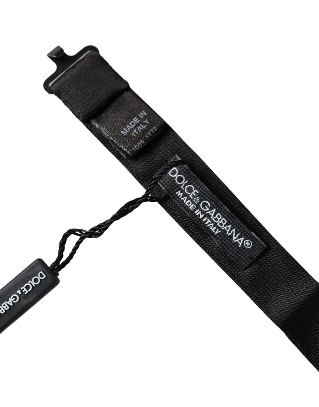 Dolce & Gabbana Black Satin Silk Adjustable Neck Men Bow Tie - Maison Luxe