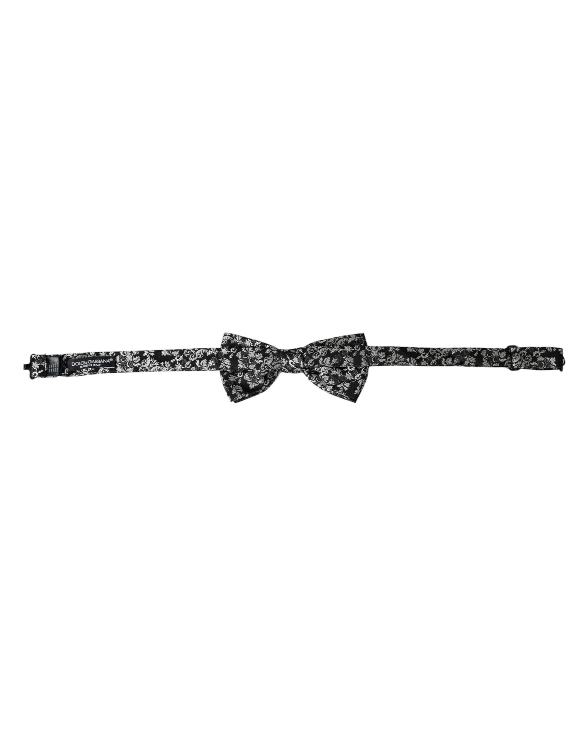 Dolce & Gabbana Black Floral Silk Adjustable Neck Men Bow Tie - Maison Luxe