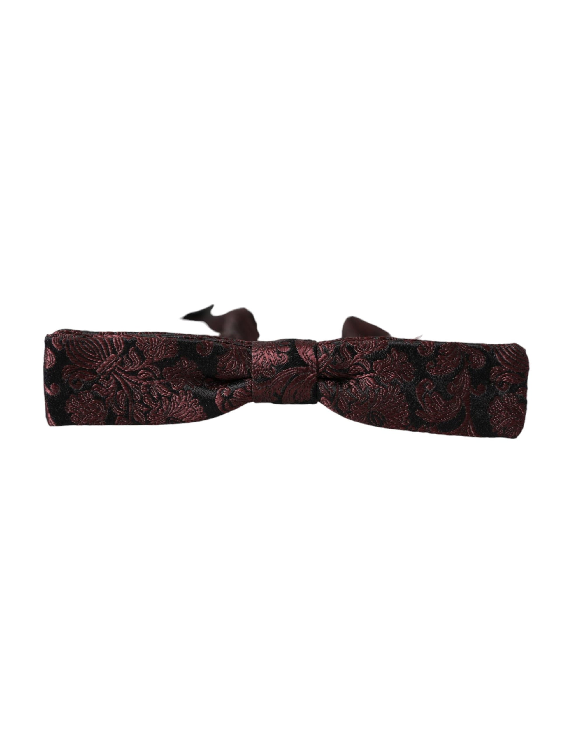 Dolce & Gabbana Maroon Floral Silk Adjustable Neck Men Bow Tie - Maison Luxe
