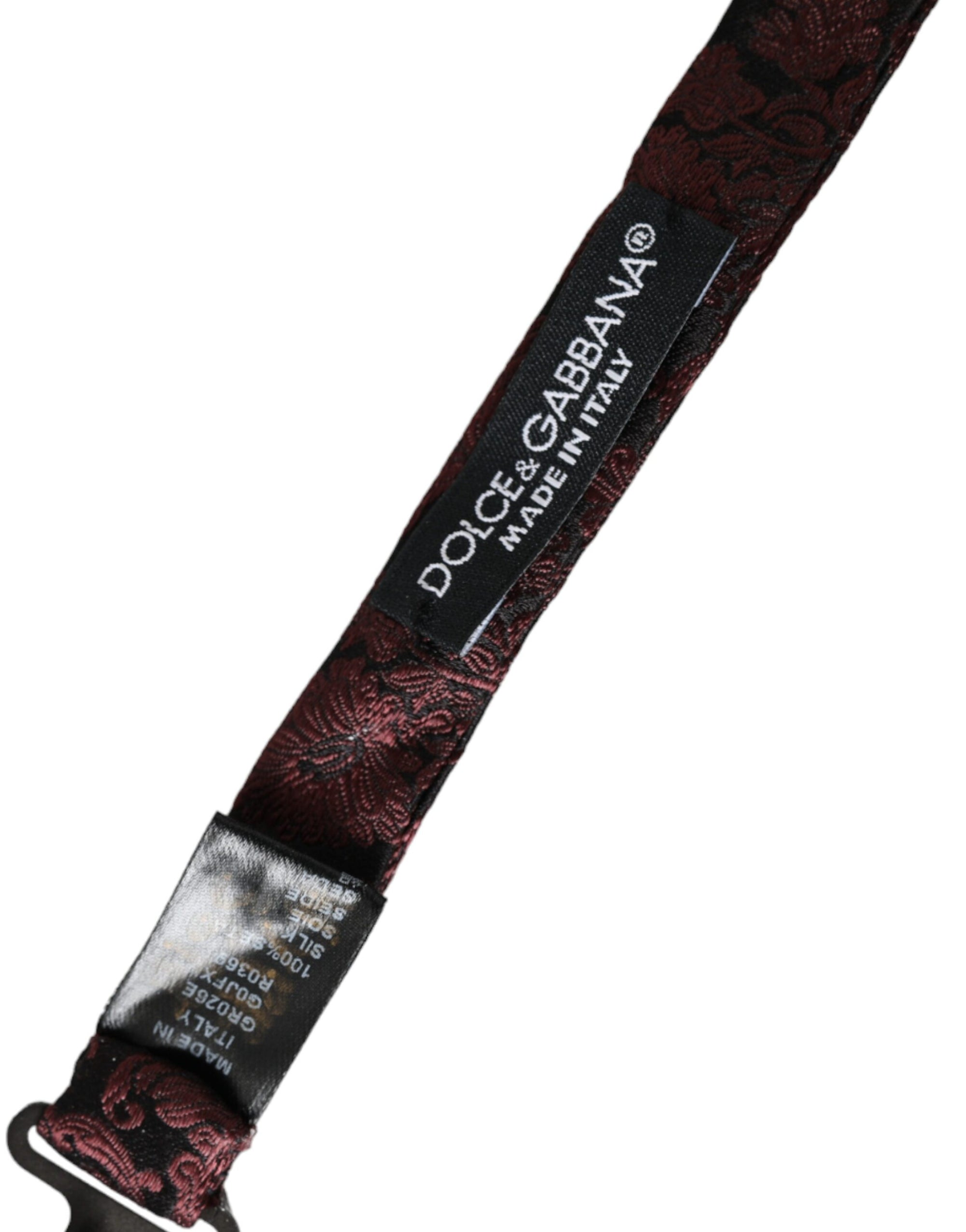 Dolce & Gabbana Maroon Floral Silk Adjustable Neck Men Bow Tie - Maison Luxe