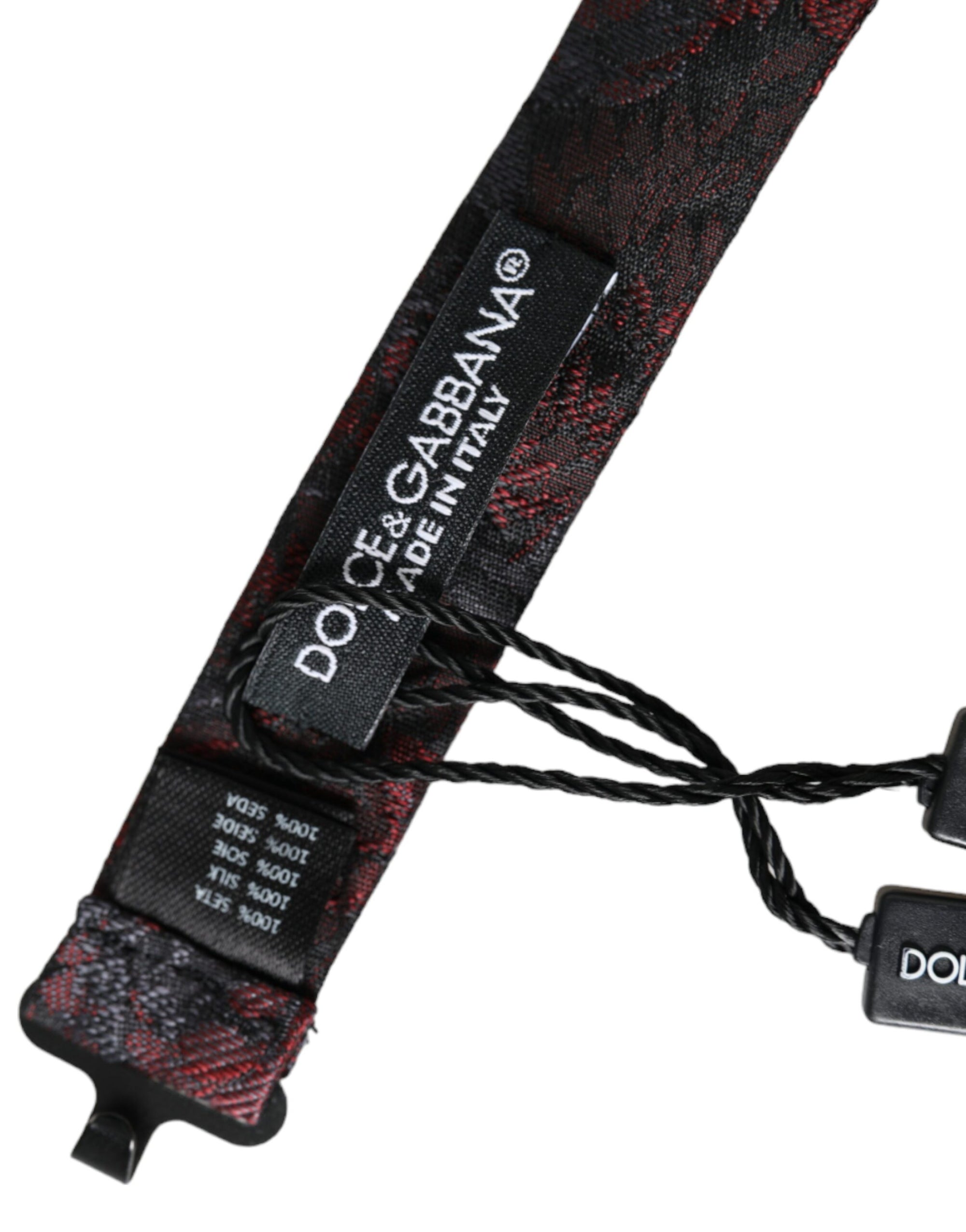 Dolce & Gabbana Red Black Floral Adjustable Neck Men Bow Tie - Maison Luxe