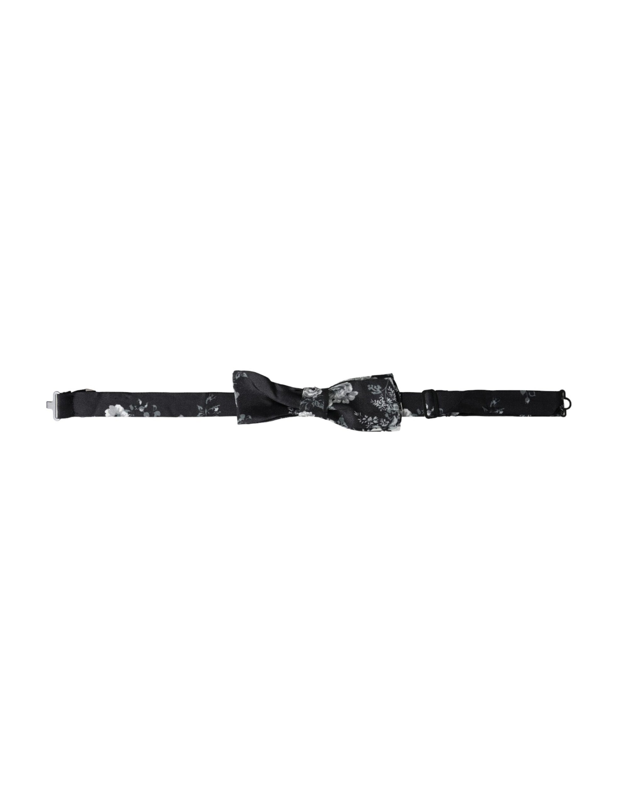 Dolce & Gabbana Black Floral Fantasy Adjustable Neck Men Bow Tie - Maison Luxe