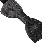 Dolce & Gabbana Black Silk Patterned Adjustable Neck Men Bow Tie - Maison Luxe