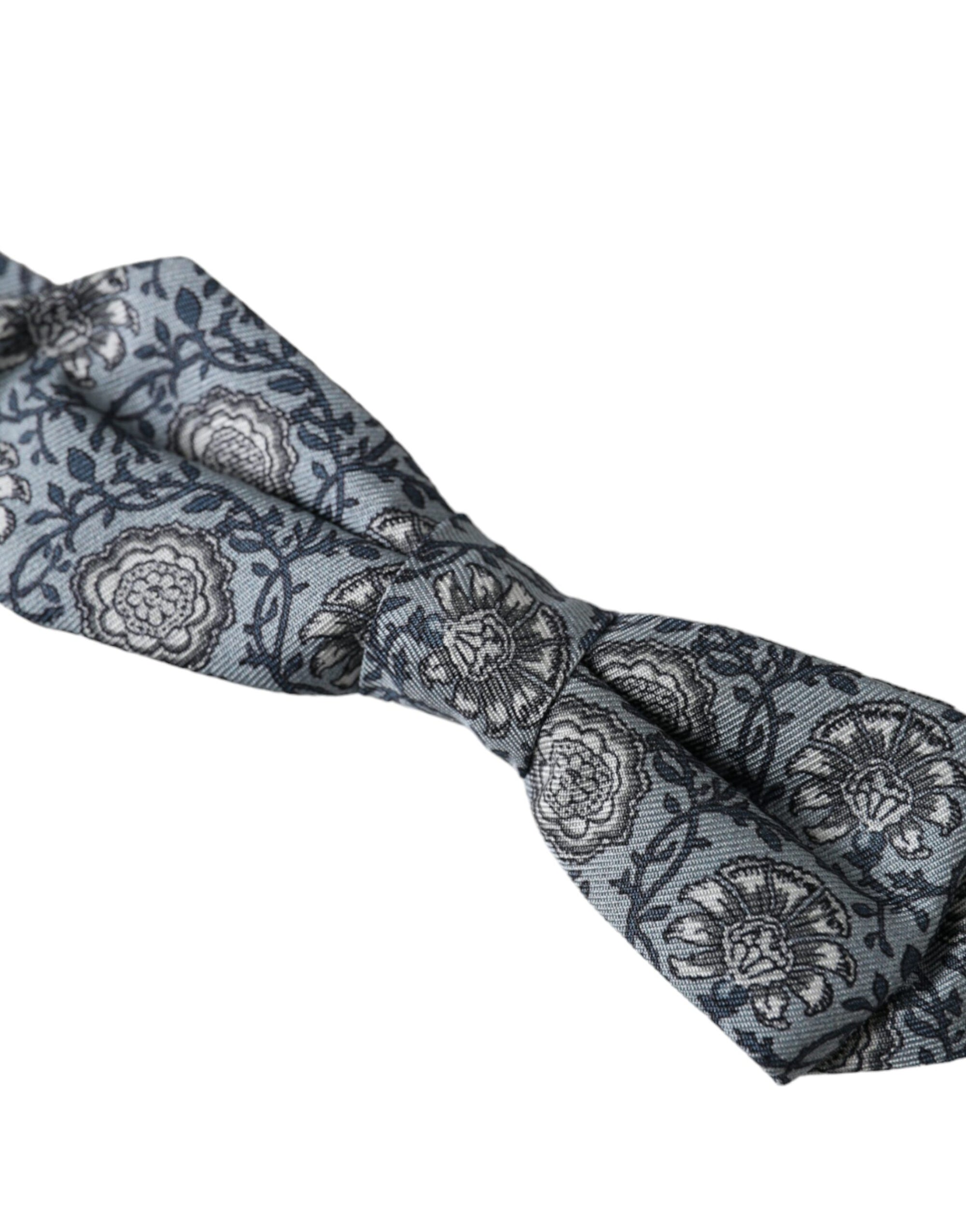Dolce & Gabbana Gray Silk Patterned Adjustable Neck Men Bow Tie - Maison Luxe