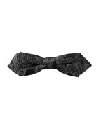 Dolce & Gabbana Black Silk Jacquard Adjustable Neck Men Bow Tie - Maison Luxe