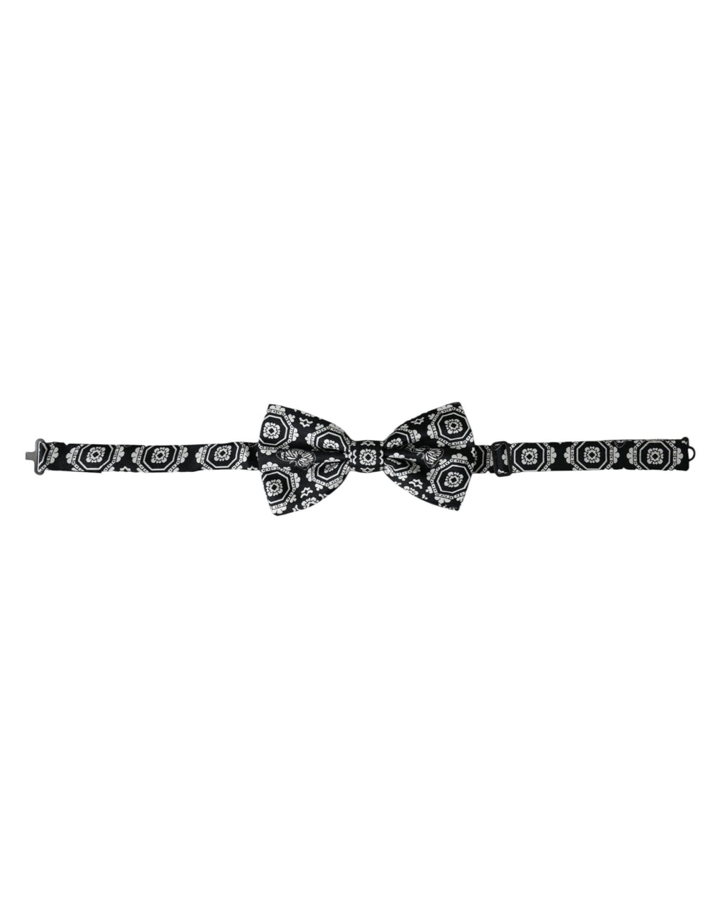 Dolce & Gabbana Black White Printed Adjustable Neck Men Bow Tie - Maison Luxe